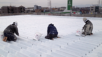 屋根　遮熱エコ塗料によるエコ塗装